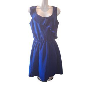 Living Doll  Ruffle Dress Mini Small Blue Babydoll Sleeveless Casual Summer Y2K